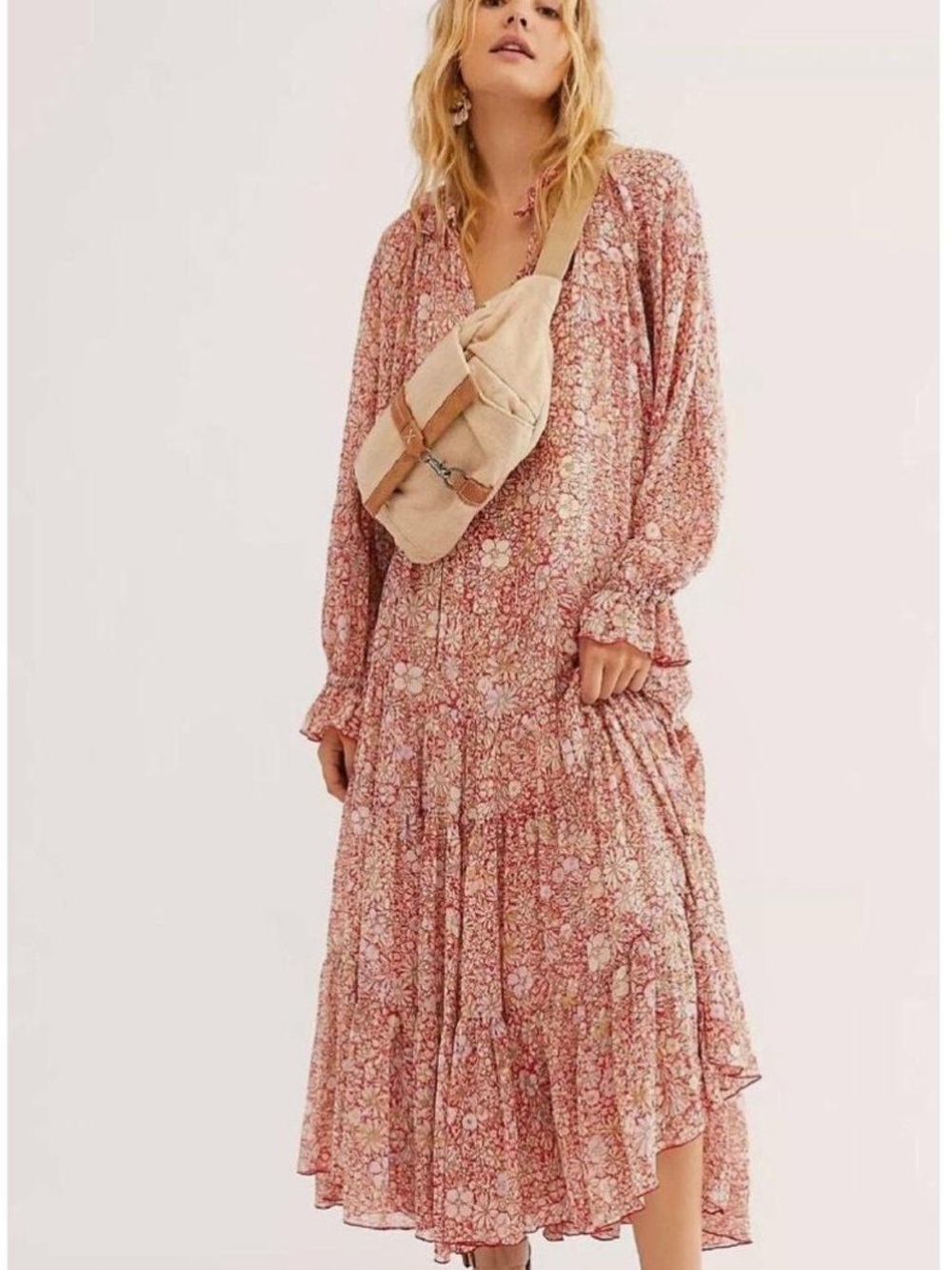 Free People Feeling Groovy Maxi Dress Red Combo